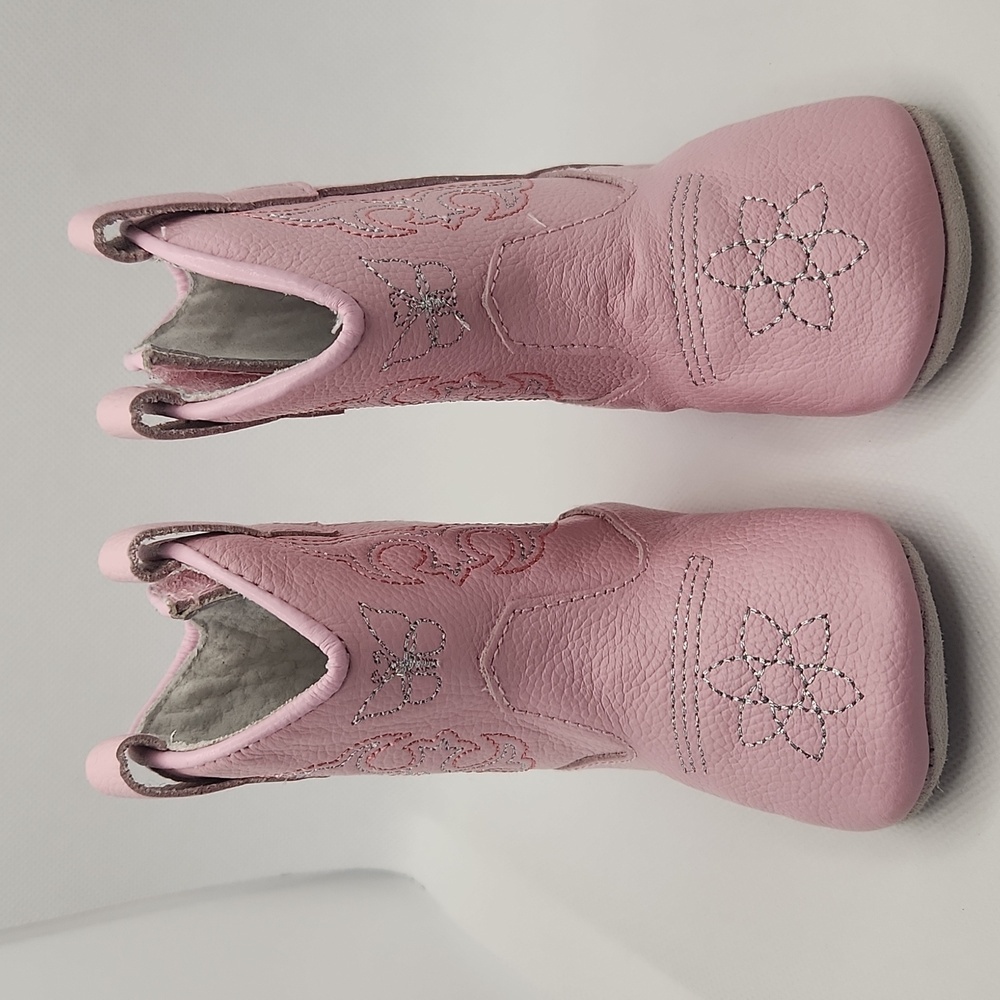 MAMTAKON Girls Genuine Distressed Leather Soft Sole Baby Cowgirl Boots 0-6 M